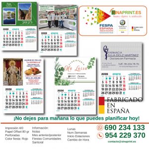 CALENDARIO DE NEVERA FALDILLA MENSUAL 15 CM 2026